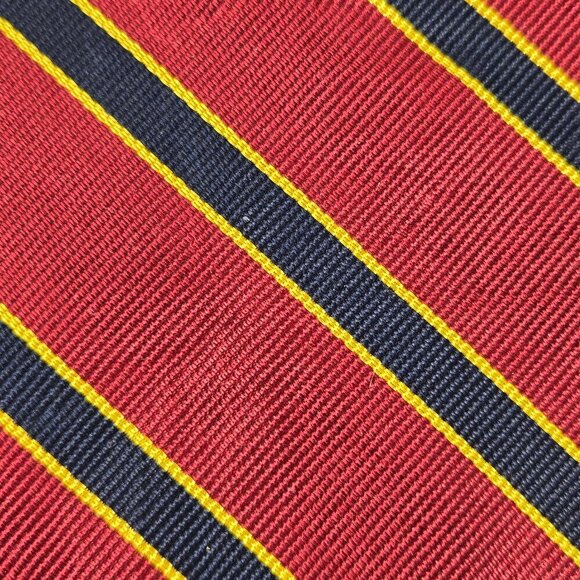 Brooks Brothers Makers 100% Silk Men's Tie Red Blue Gold Diagonal Stripes - Picture 3 of 5